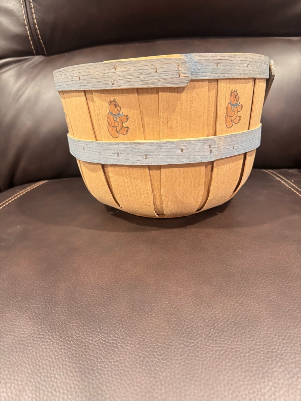 Decorative & vintage late-20th-century country-style wood slat basket - Picture 2 of 9
